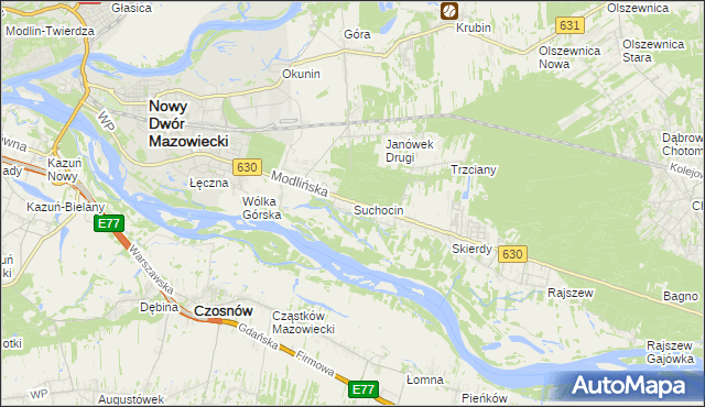 mapa Suchocin gmina Jabłonna, Suchocin gmina Jabłonna na mapie Targeo