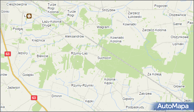 mapa Suchocin gmina Łuków, Suchocin gmina Łuków na mapie Targeo