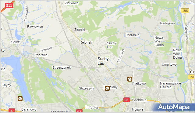 mapa Suchy Las powiat poznański, Suchy Las powiat poznański na mapie Targeo