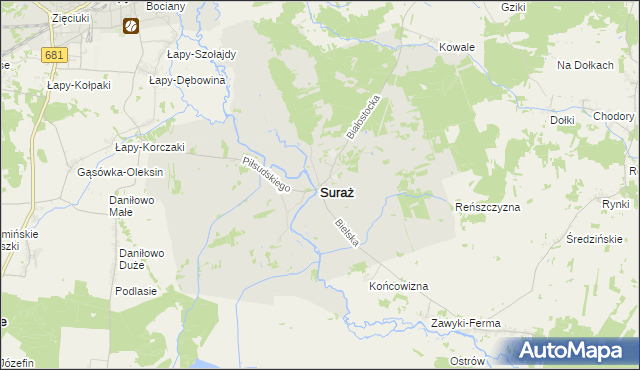 mapa Suraż, Suraż na mapie Targeo