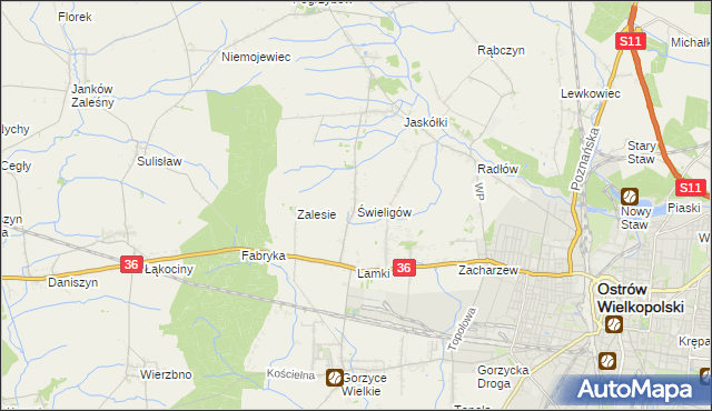 mapa Świeligów, Świeligów na mapie Targeo