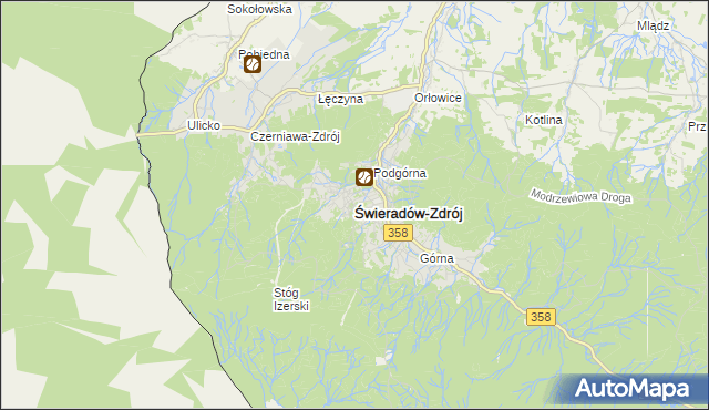 mapa Świeradów-Zdrój, Świeradów-Zdrój na mapie Targeo