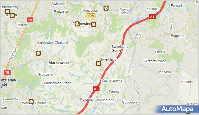 mapa Świerklany, Świerklany na mapie Targeo