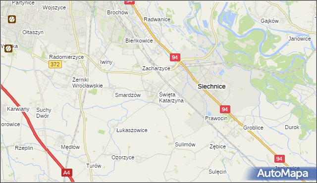 mapa Święta Katarzyna gmina Siechnice, Święta Katarzyna gmina Siechnice na mapie Targeo