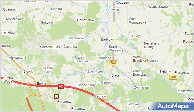 mapa Swoboda gmina Zgierz, Swoboda gmina Zgierz na mapie Targeo