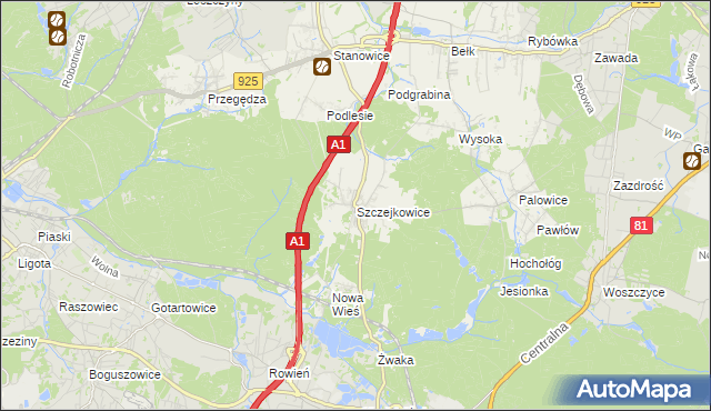 mapa Szczejkowice, Szczejkowice na mapie Targeo