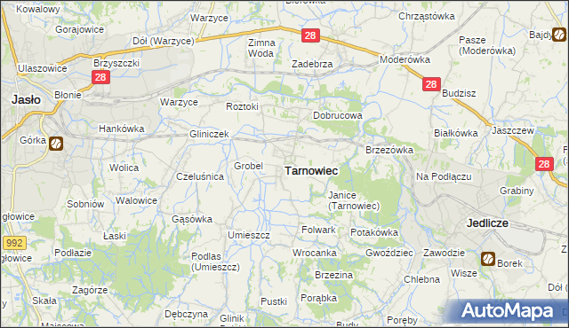 mapa Tarnowiec powiat jasielski, Tarnowiec powiat jasielski na mapie Targeo