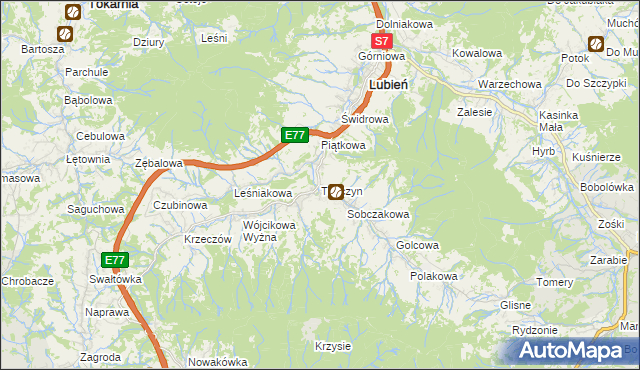 mapa Tenczyn, Tenczyn na mapie Targeo