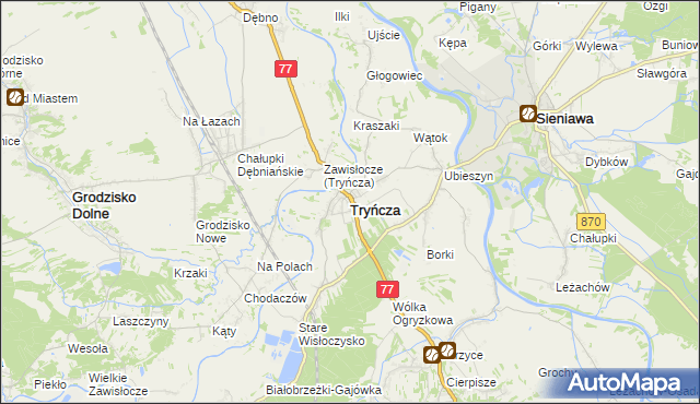 mapa Tryńcza, Tryńcza na mapie Targeo