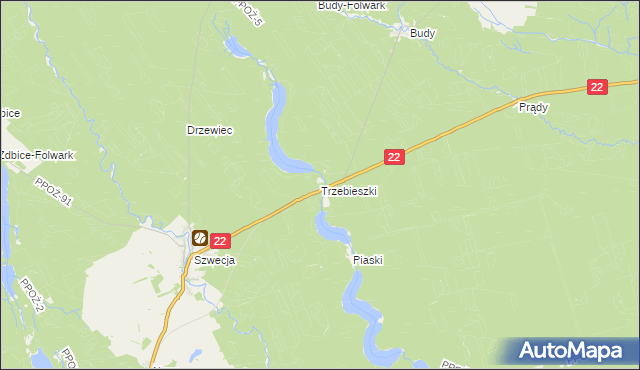 mapa Trzebieszki, Trzebieszki na mapie Targeo