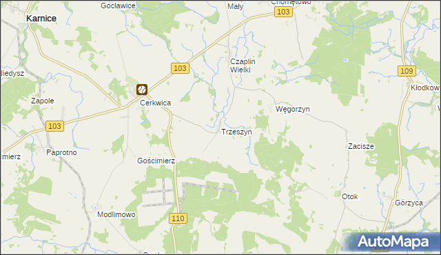 mapa Trzeszyn, Trzeszyn na mapie Targeo