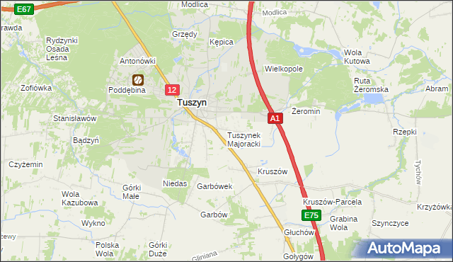 mapa Tuszynek Majoracki, Tuszynek Majoracki na mapie Targeo