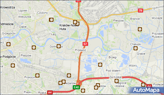 mapa Ulica gmina Kraków, Ulica gmina Kraków na mapie Targeo