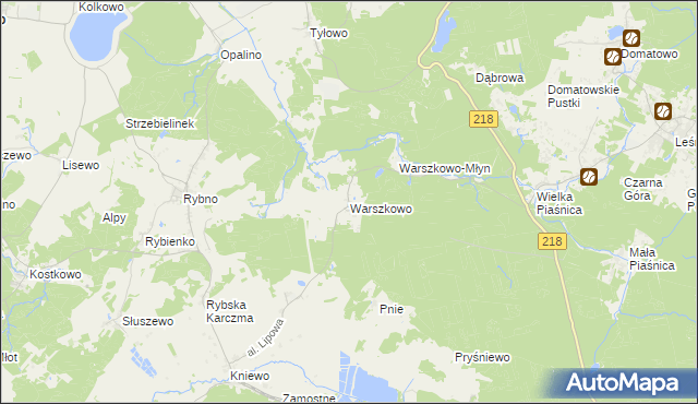 mapa Warszkowo gmina Wejherowo, Warszkowo gmina Wejherowo na mapie Targeo