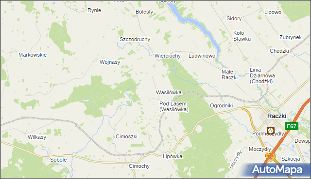 mapa Wasilówka gmina Raczki, Wasilówka gmina Raczki na mapie Targeo