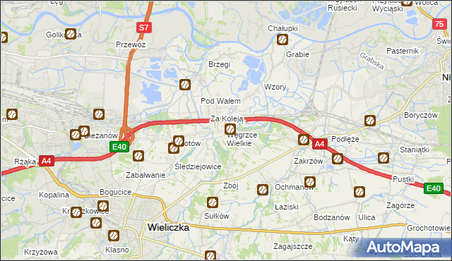 mapa Węgrzce Wielkie, Węgrzce Wielkie na mapie Targeo