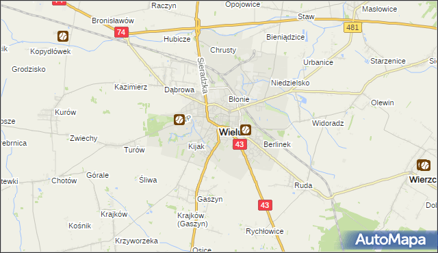 mapa Wieluń, Wieluń na mapie Targeo