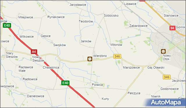 mapa Wierzbno gmina Domaniów, Wierzbno gmina Domaniów na mapie Targeo