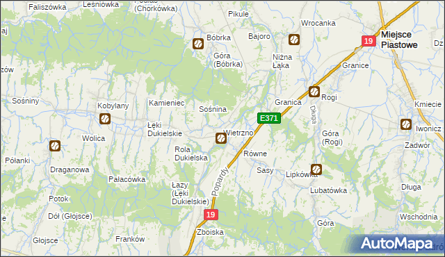 mapa Wietrzno gmina Dukla, Wietrzno gmina Dukla na mapie Targeo