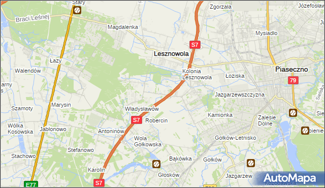 mapa Wilcza Góra gmina Lesznowola, Wilcza Góra gmina Lesznowola na mapie Targeo