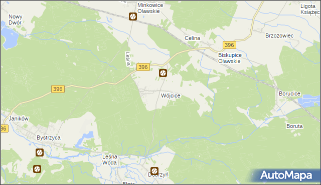 mapa Wójcice gmina Jelcz-Laskowice, Wójcice gmina Jelcz-Laskowice na mapie Targeo