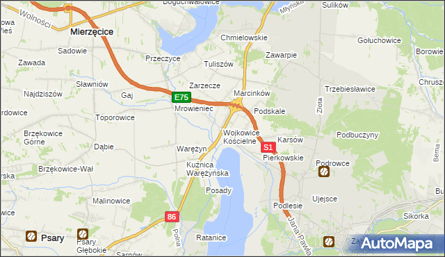 mapa Wojkowice Kościelne, Wojkowice Kościelne na mapie Targeo
