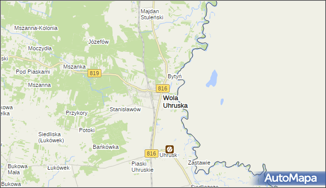 mapa Wola Uhruska, Wola Uhruska na mapie Targeo
