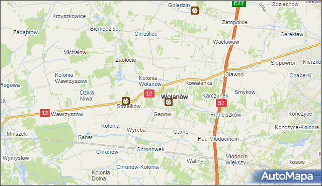 mapa Wolanów powiat radomski, Wolanów powiat radomski na mapie Targeo