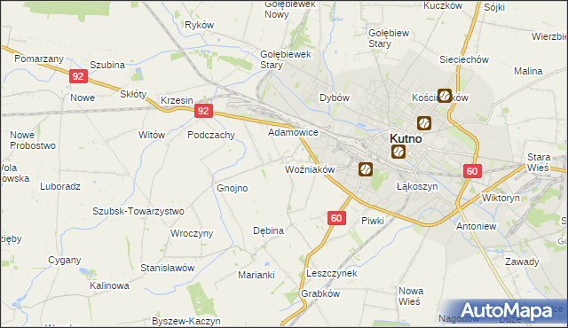 mapa Woźniaków, Woźniaków na mapie Targeo
