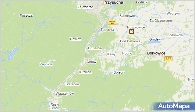mapa Wymysłów gmina Borkowice, Wymysłów gmina Borkowice na mapie Targeo