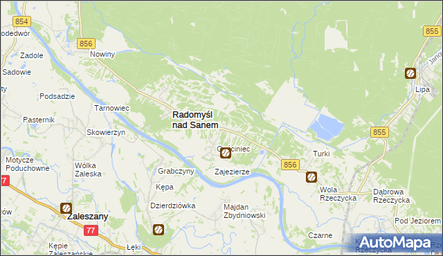 mapa Żabno gmina Radomyśl nad Sanem, Żabno gmina Radomyśl nad Sanem na mapie Targeo