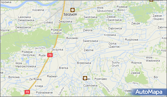 mapa Zabrnie gmina Szczucin, Zabrnie gmina Szczucin na mapie Targeo