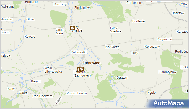 mapa Zabrodzie gmina Żarnowiec, Zabrodzie gmina Żarnowiec na mapie Targeo