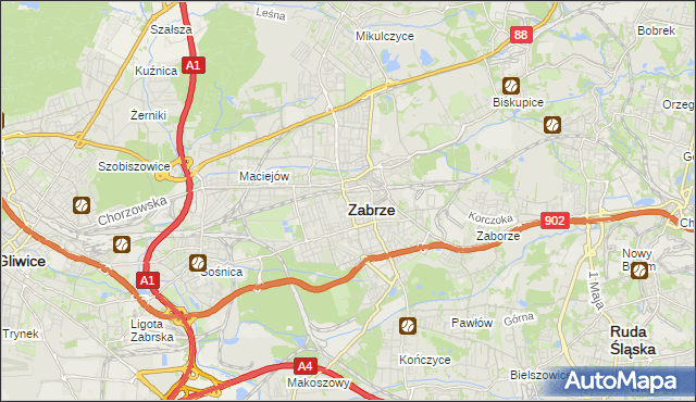 mapa Zabrza, Zabrze na mapie Targeo