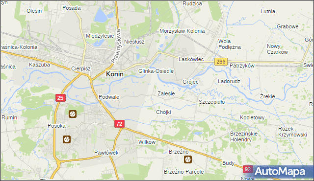 mapa Zalesie gmina Krzymów, Zalesie gmina Krzymów na mapie Targeo