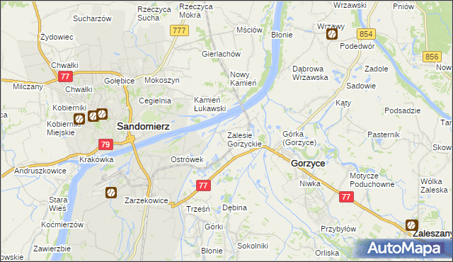 mapa Zalesie Gorzyckie, Zalesie Gorzyckie na mapie Targeo