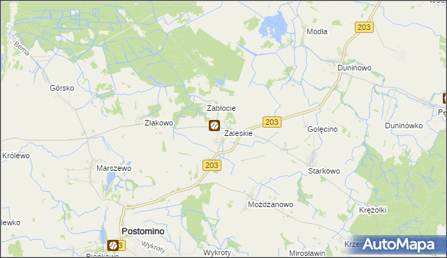 mapa Zaleskie gmina Ustka, Zaleskie gmina Ustka na mapie Targeo