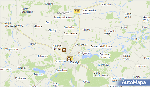 mapa Zameczek gmina Przytyk, Zameczek gmina Przytyk na mapie Targeo