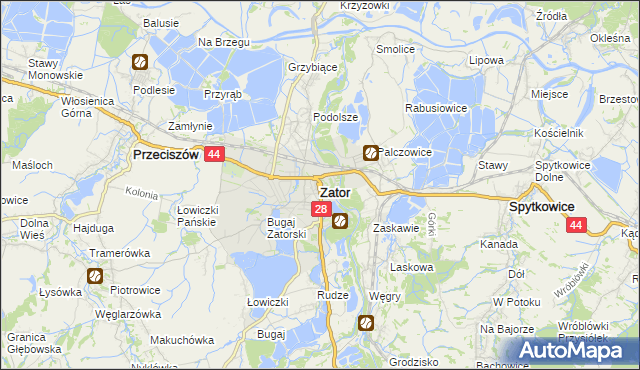 mapa Zator powiat oświęcimski, Zator powiat oświęcimski na mapie Targeo
