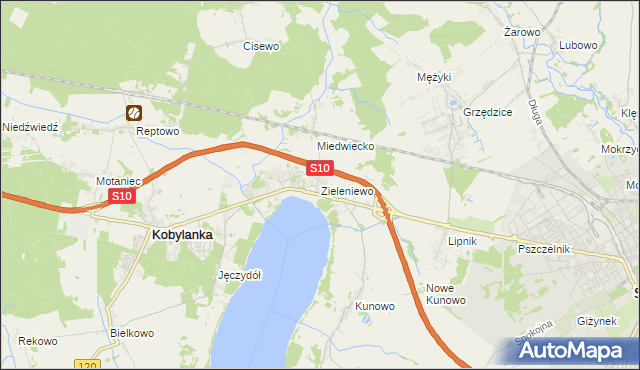 mapa Zieleniewo gmina Kobylanka, Zieleniewo gmina Kobylanka na mapie Targeo