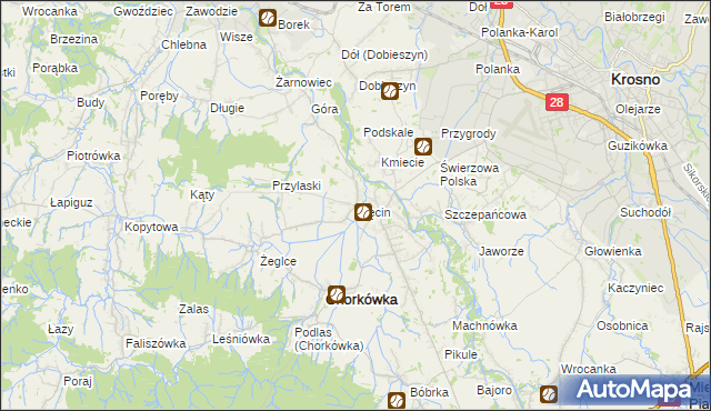 mapa Zręcin, Zręcin na mapie Targeo