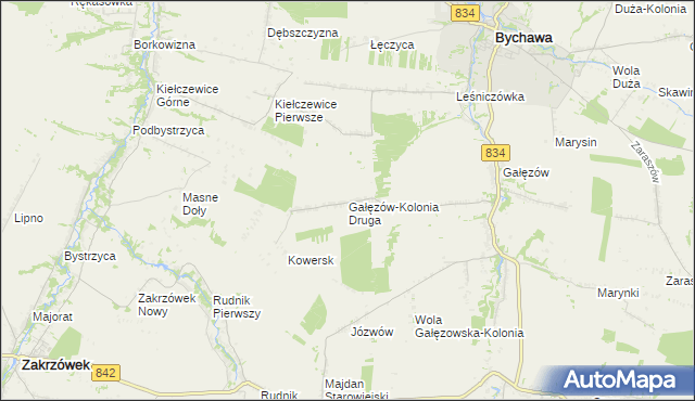 mapa Gałęzów-Kolonia Druga, Gałęzów-Kolonia Druga na mapie Targeo