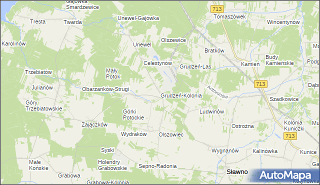 mapa Grudzeń-Kolonia, Grudzeń-Kolonia na mapie Targeo