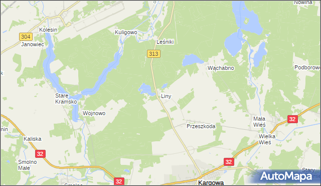 mapa Liny, Liny na mapie Targeo