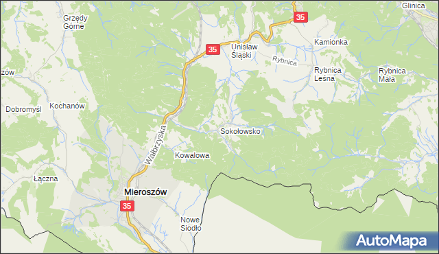 mapa Sokołowsko, Sokołowsko na mapie Targeo