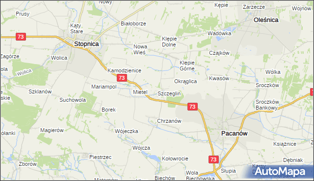 mapa Szczeglin gmina Stopnica, Szczeglin gmina Stopnica na mapie Targeo