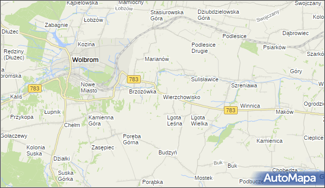 mapa Wierzchowisko gmina Wolbrom, Wierzchowisko gmina Wolbrom na mapie Targeo