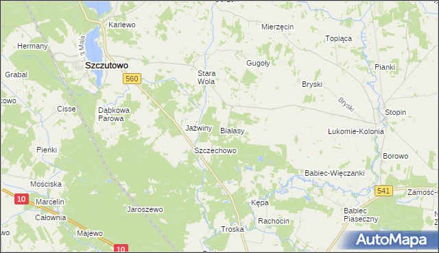 mapa Białasy, Białasy na mapie Targeo