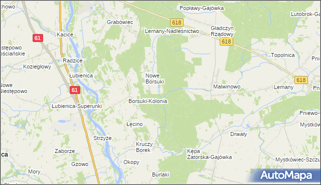 mapa Borsuki-Gajówka, Borsuki-Gajówka na mapie Targeo
