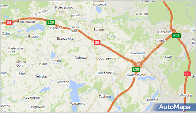 mapa Dobrzewino, Dobrzewino na mapie Targeo